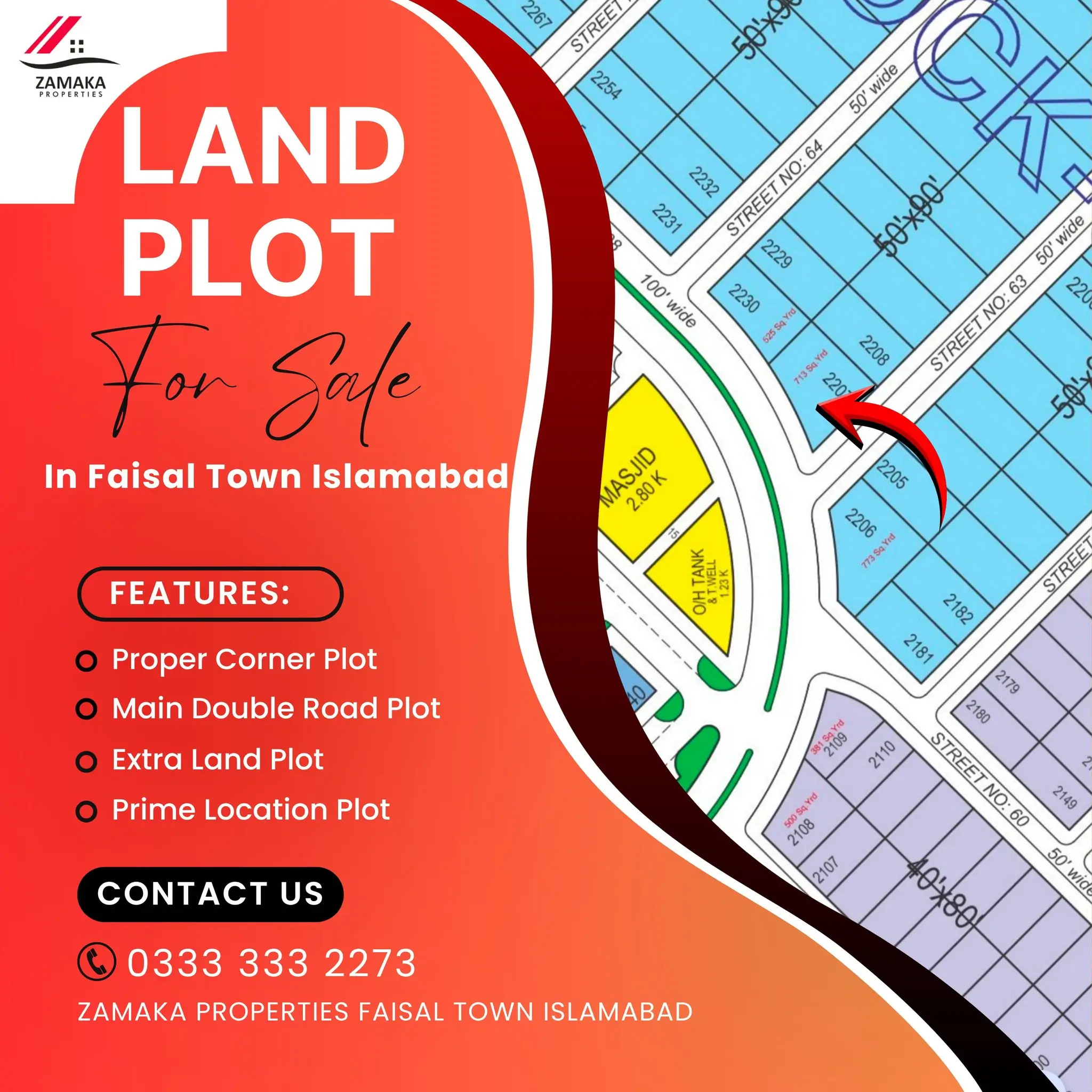 select your best location plot in faisal town islamabad
